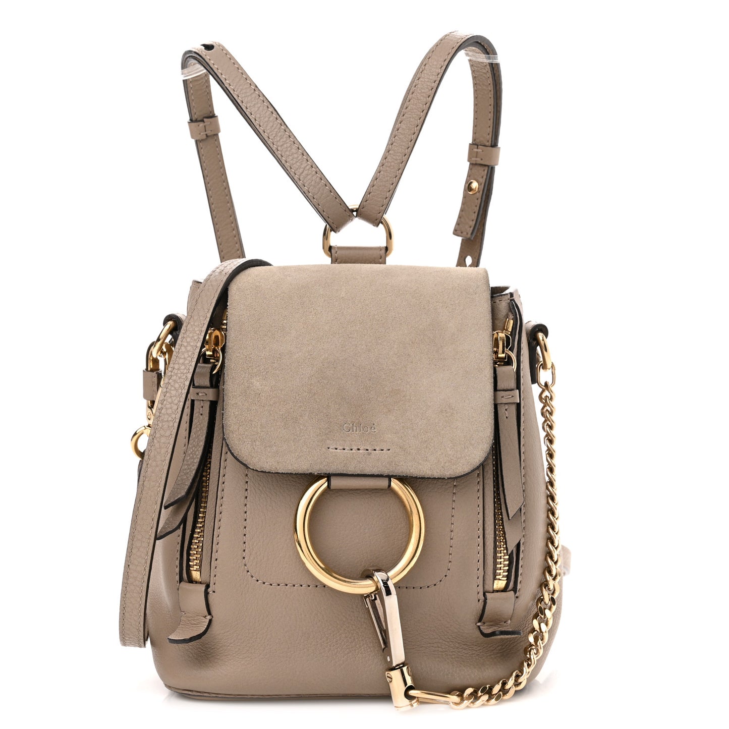 Suede Calfskin Mini Faye Backpack Motty Grey