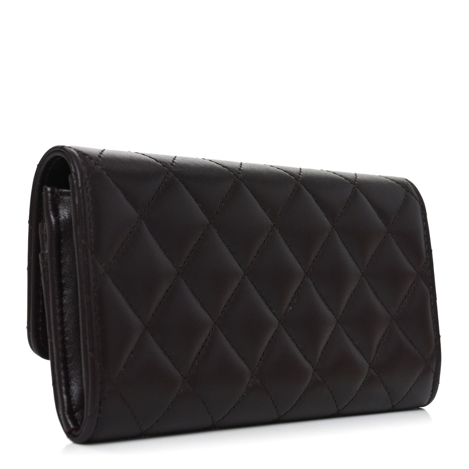 Chanel Lambskin Quilted Studded CC Large Gusset Flap Wallet Dark Purple 3 of 9