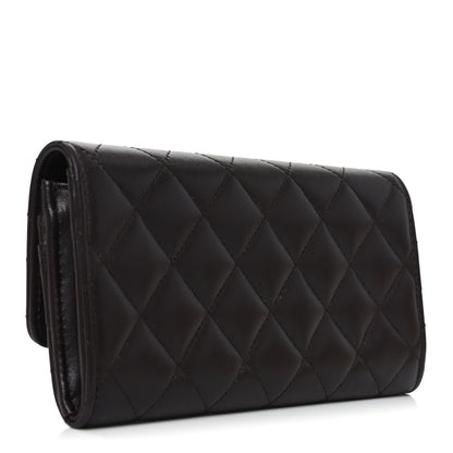 Chanel Lambskin Quilted Studded CC Large Gusset Flap Wallet Dark Purple 3 of 9