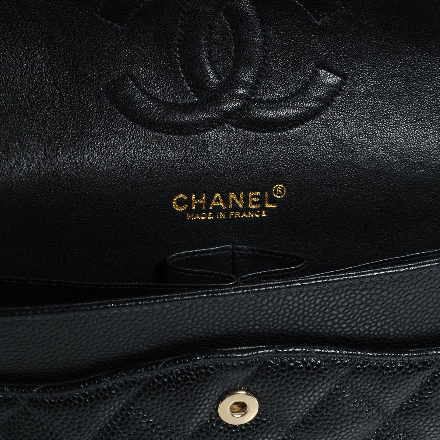 Caviar Quilted Medium Double Flap Black