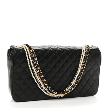 Chanel Lambskin Quilted Medium Westminster Pearl Flap Black 3 of 11