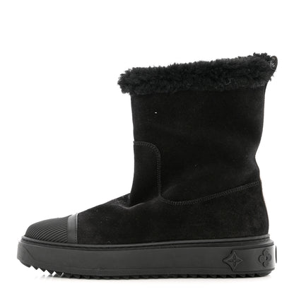 Louis Vuitton Suede Calfskin Monogram Breezy Flat Ankle Boots 36 Black 1 of 10