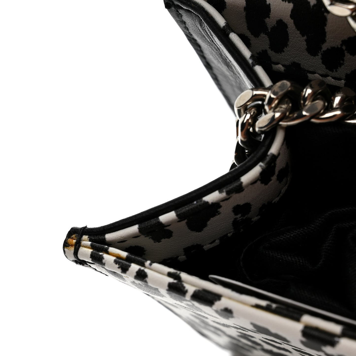 Calfskin Leopard Small Monogram Kate Satchel White Black