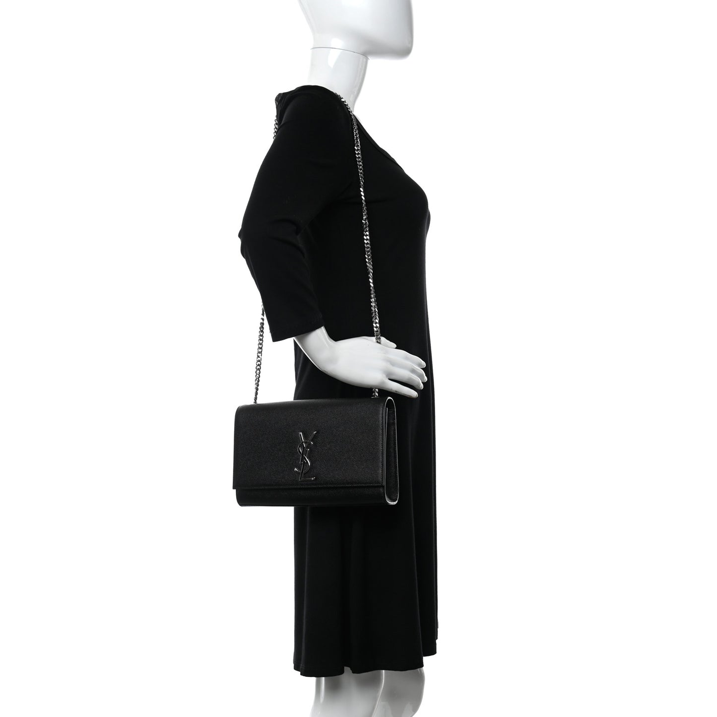 Grain De Poudre Medium Classic Monogram Kate Satchel Black