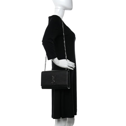 Saint Laurent Grain De Poudre Medium Classic Monogram Kate Satchel Black 2 of 11