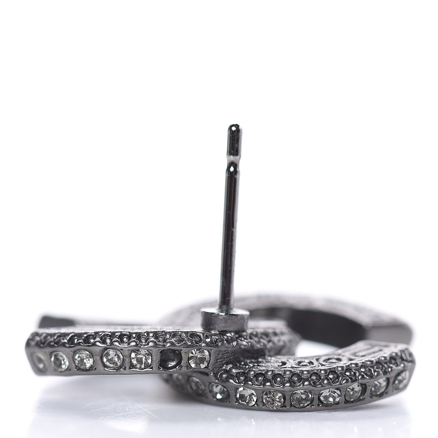 Chanel Ruthenium Crystal CC Earrings Black 6 of 6