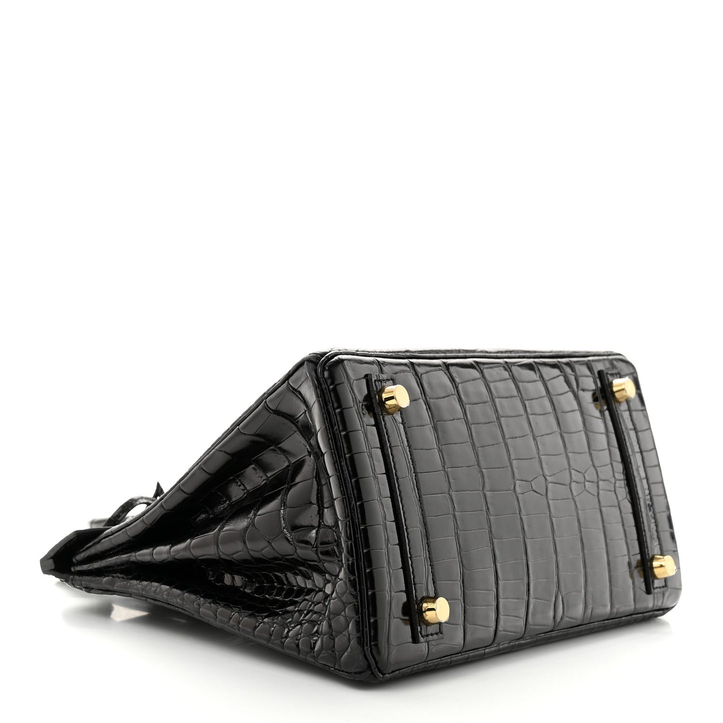 Shiny Porosus Crocodile Birkin 25 Black