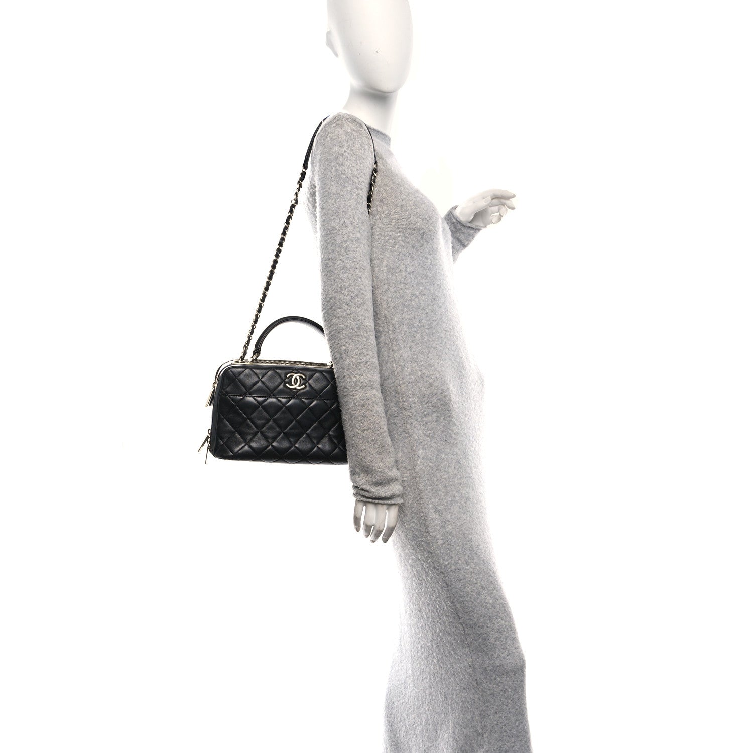 Chanel Lambskin Quilted Medium Trendy CC Bowling Bag Black 2 of 10