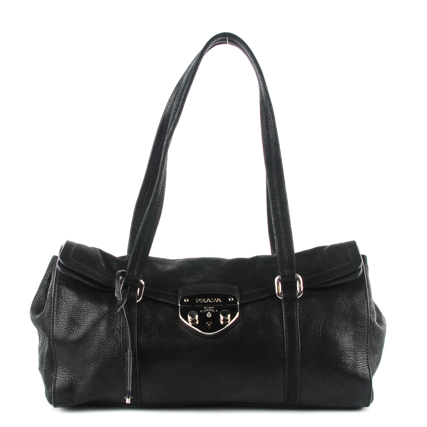 Prada Cervo Antik Easy A Foldover Pushlock Satchel Nero Black 1 of 10
