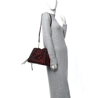Balenciaga Shiny Supple Calfskin Crocodile Embossed Classic Gold Hardware S City Dark Red 2 of 10