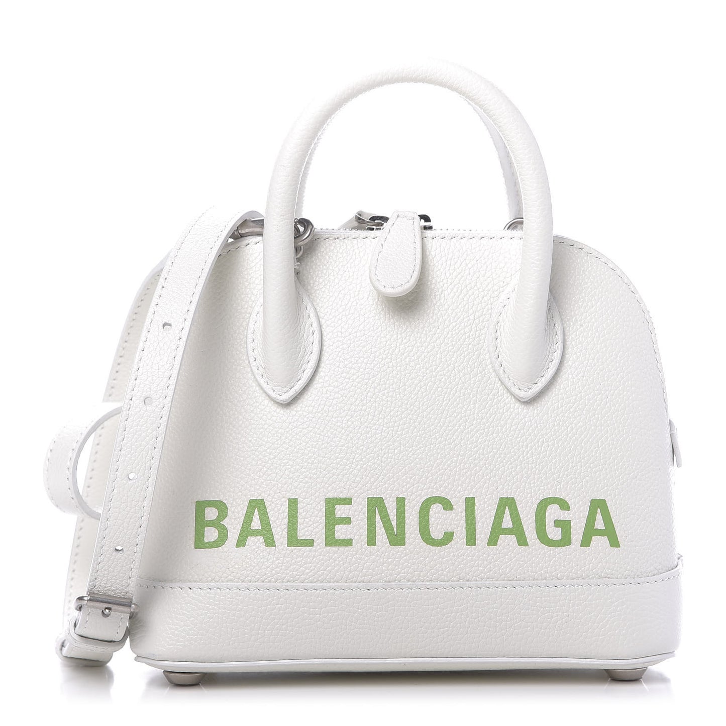 Grained Calfskin Logo XXS Ville Top Handle Bag White Light Green