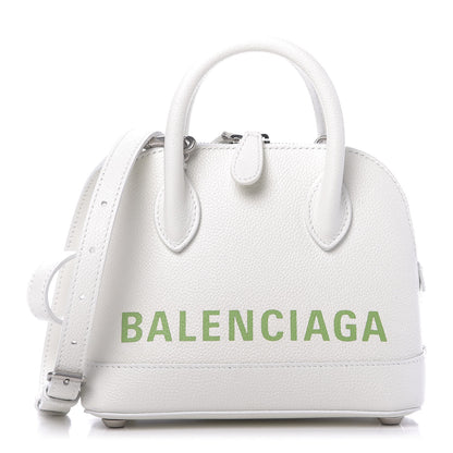 Balenciaga Grained Calfskin Logo XXS Ville Top Handle Bag White Light Green 1 of 11
