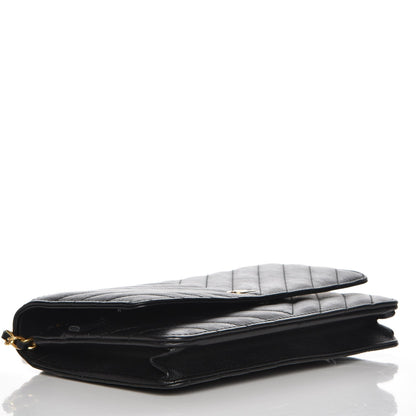 Chanel Calfskin Chevron Quilted Wallet On Chain WOC Black 4 of 9