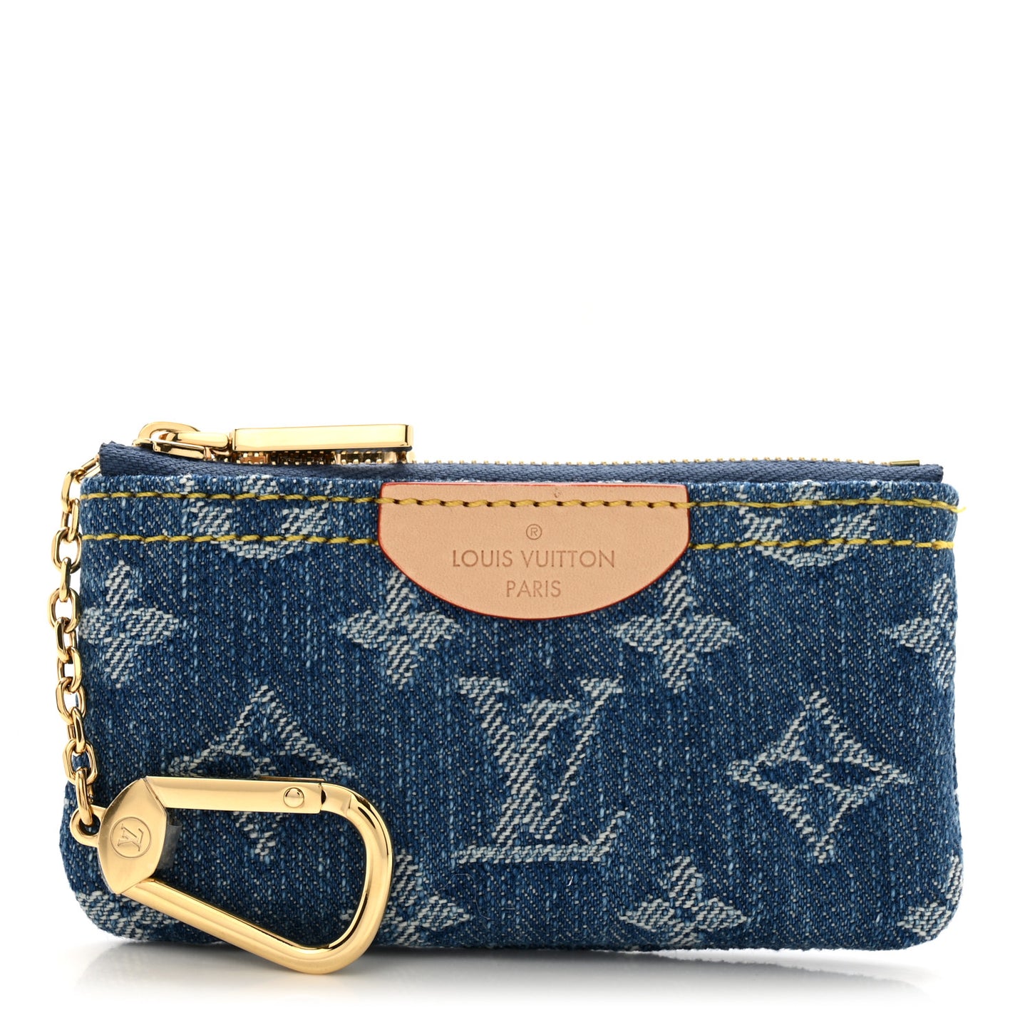Monogram Denim Key Pouch Denim Blue