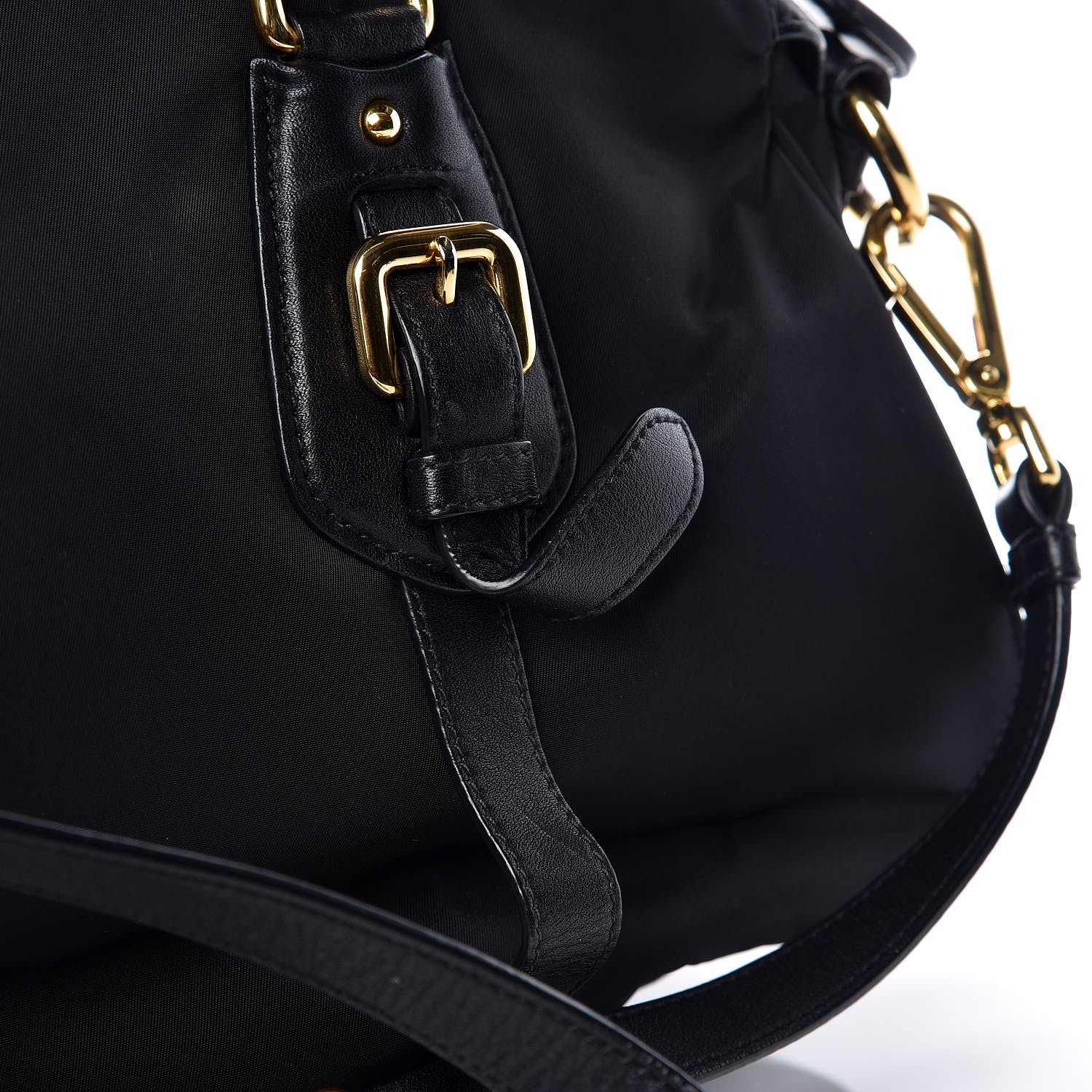 Prada Nylon Tessuto Soft Calfskin Small Shopping Satchel Black 11 of 11
