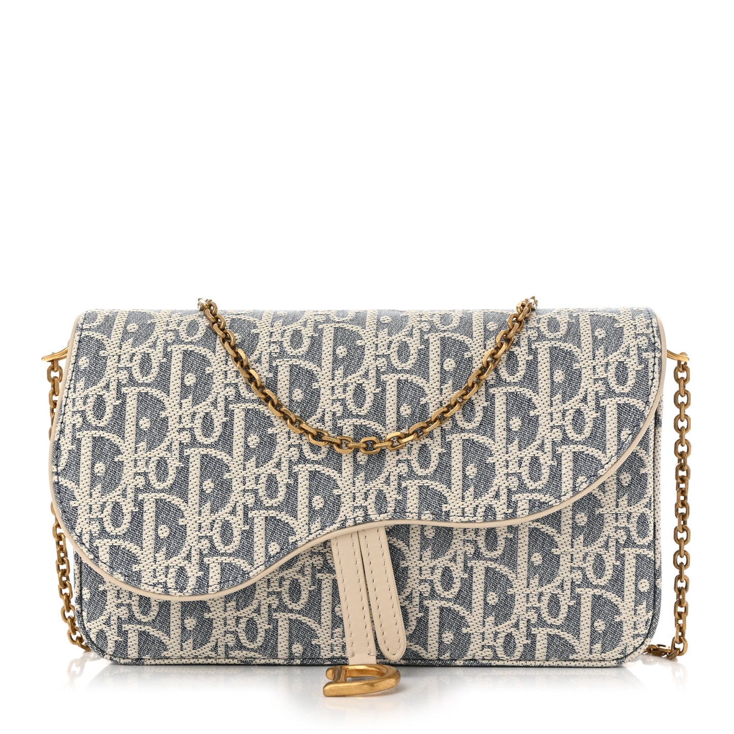 Chambray Oblique Pouch With Strap Blue Light Biscuit Blue Light Biscuit
