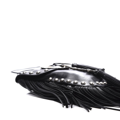 Saint Laurent Calfskin Fringe Small Studded Anita Crossbody Bag Black 6 of 9