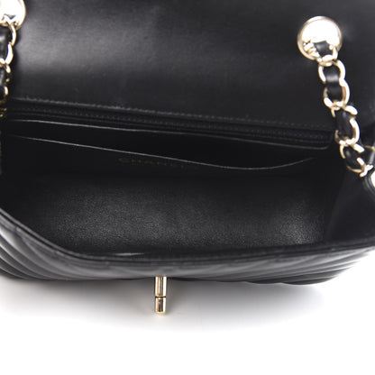 Chanel Lambskin Chevron Quilted Mini Rectangular Flap Black 5 of 14