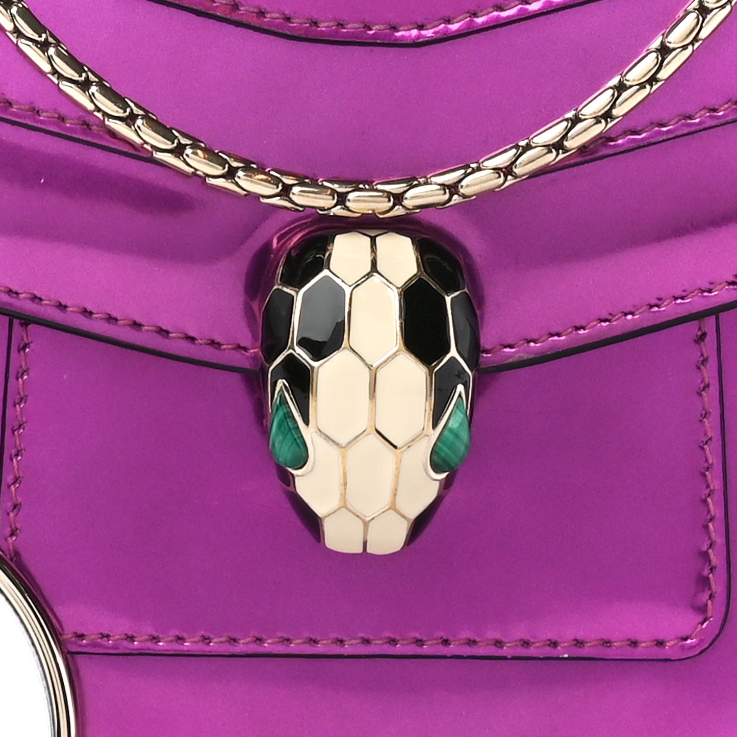 Metallic Calfskin Small Serpenti Forever Snake Strap Crossbody Bag Magenta