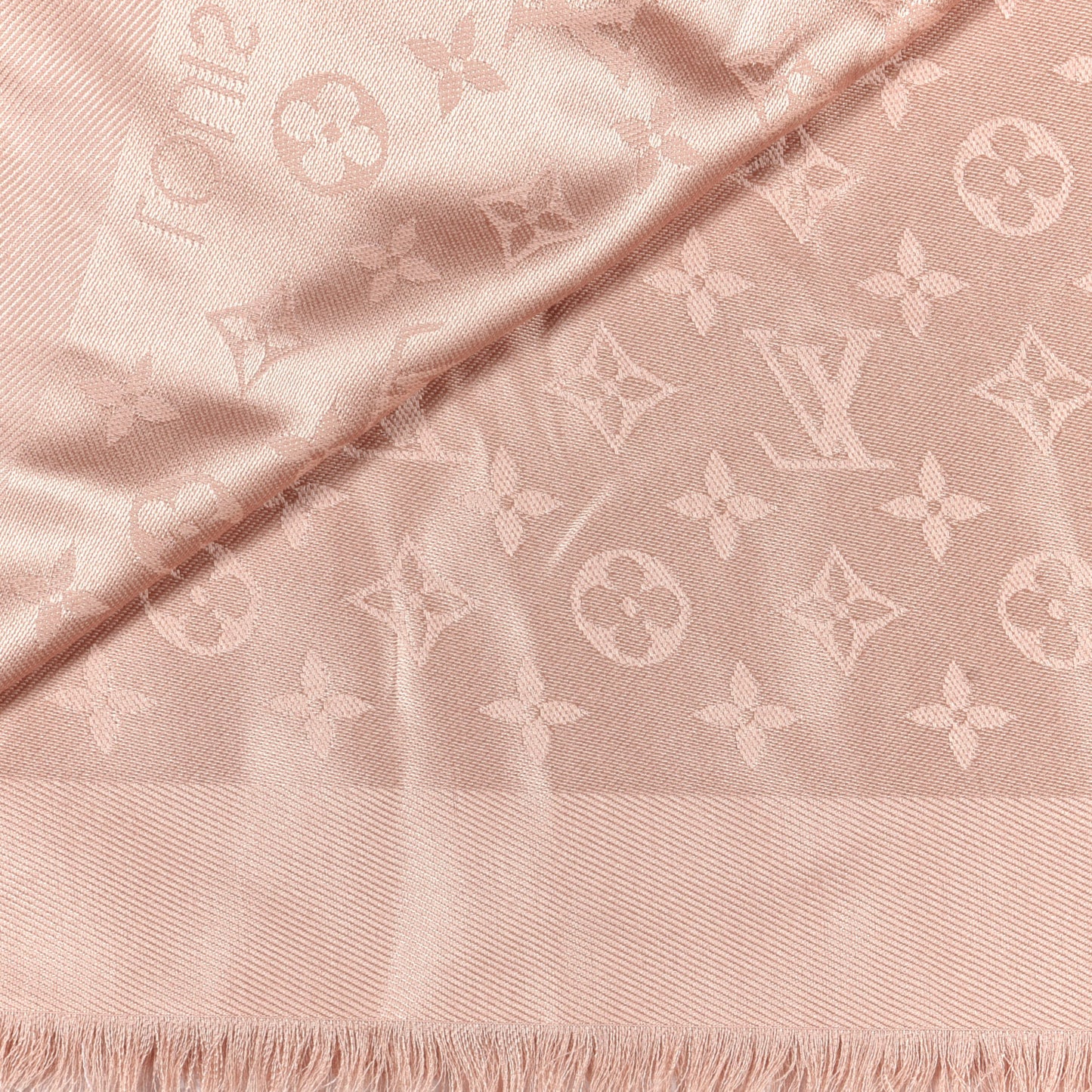 Silk Wool Monogram Shawl Rose