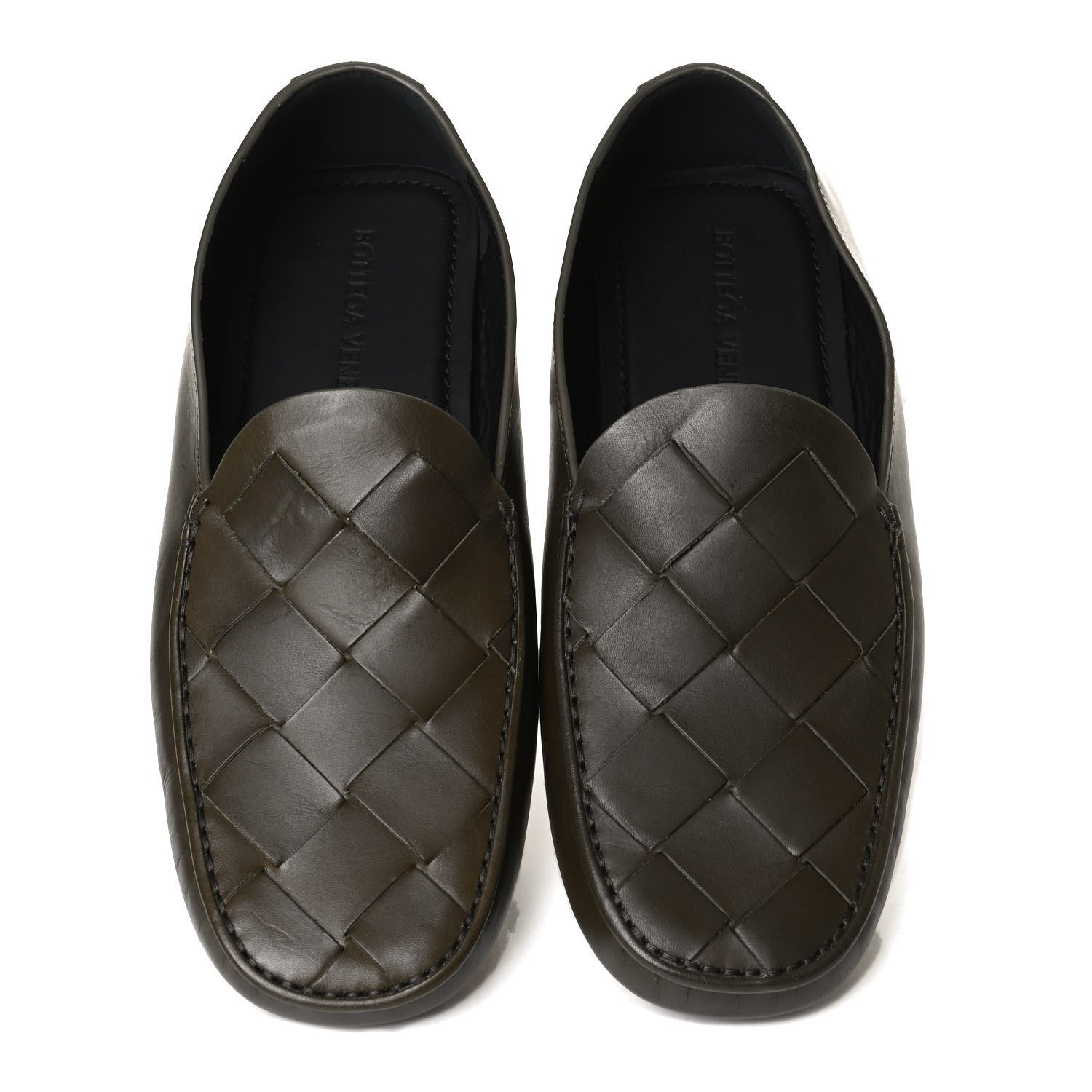 Bottega Veneta Nappa Intrecciato Driver Loafers 42 Khaki 5 of 14