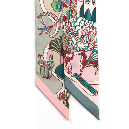 Hermes Silk Exposition Universelle Twilly Rose Poudre Vert 2 of 4