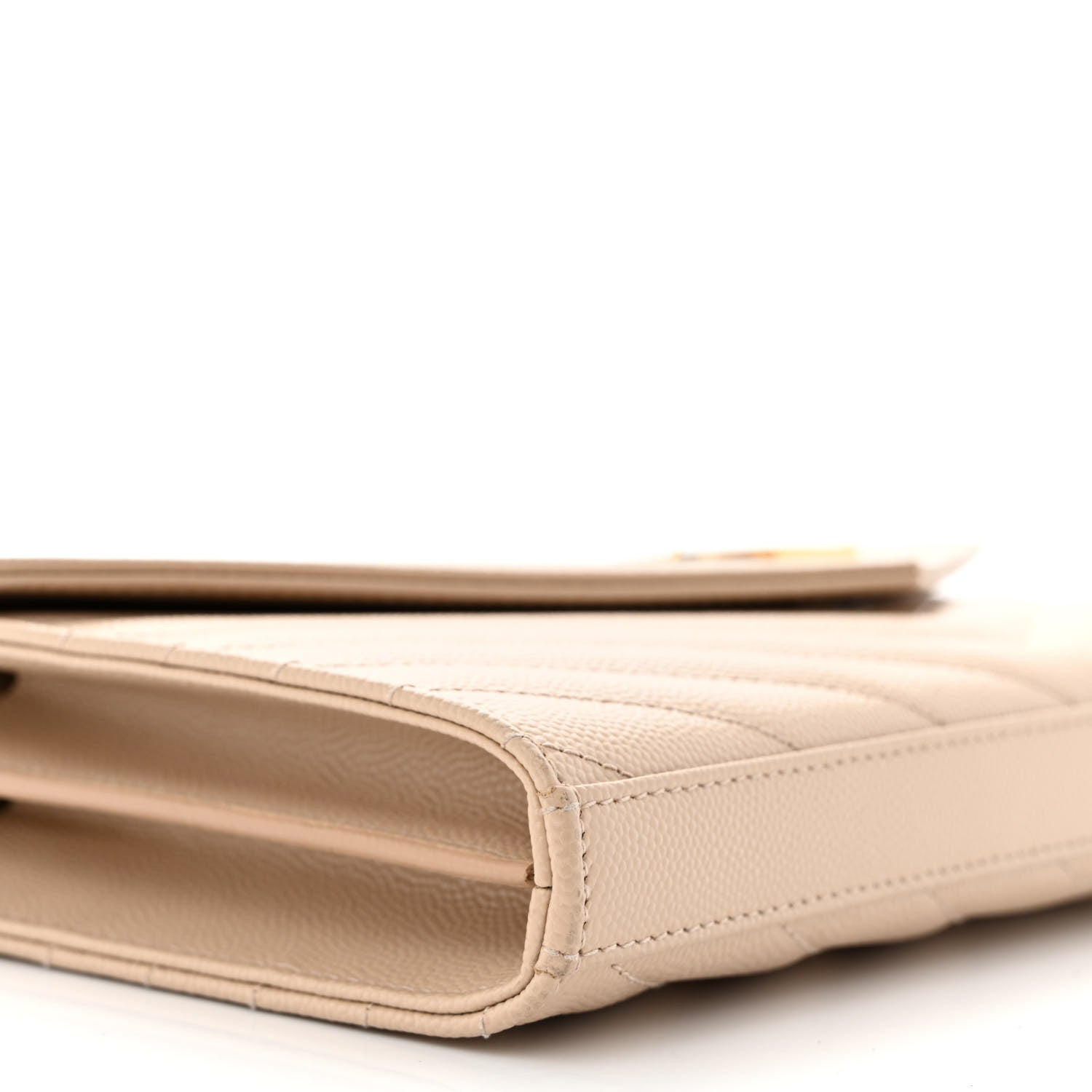 Saint Laurent Grain De Poudre Matelasse Chevron Monogram Chain Wallet Nude Powder 10 of 13