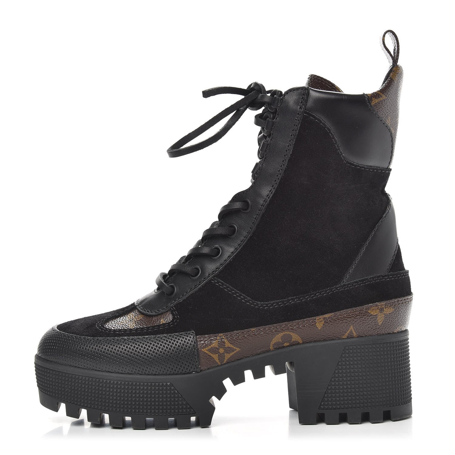Louis Vuitton Suede Calfskin Monogram Laureate Platform Desert Boots 36 Black 1 of 6