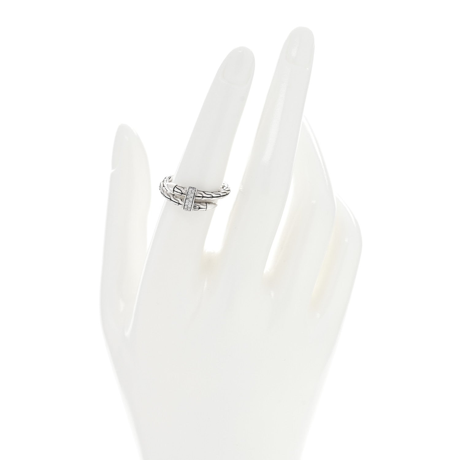 John Hardy Sterling Silver Diamond Spear Ring 54/7 2 of 4