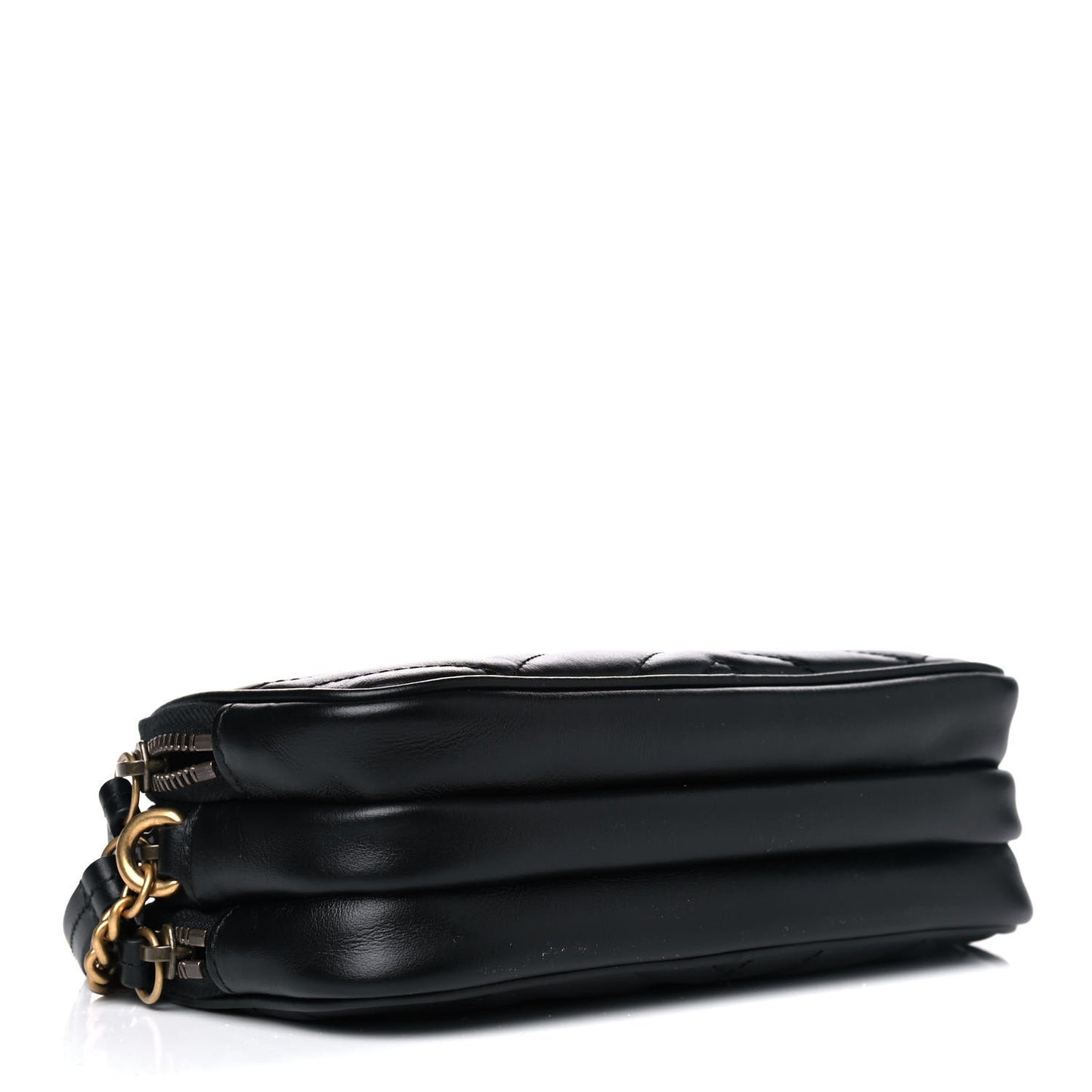 Calfskin Matelasse Mini GG Marmont Chain Crossbody Bag Black