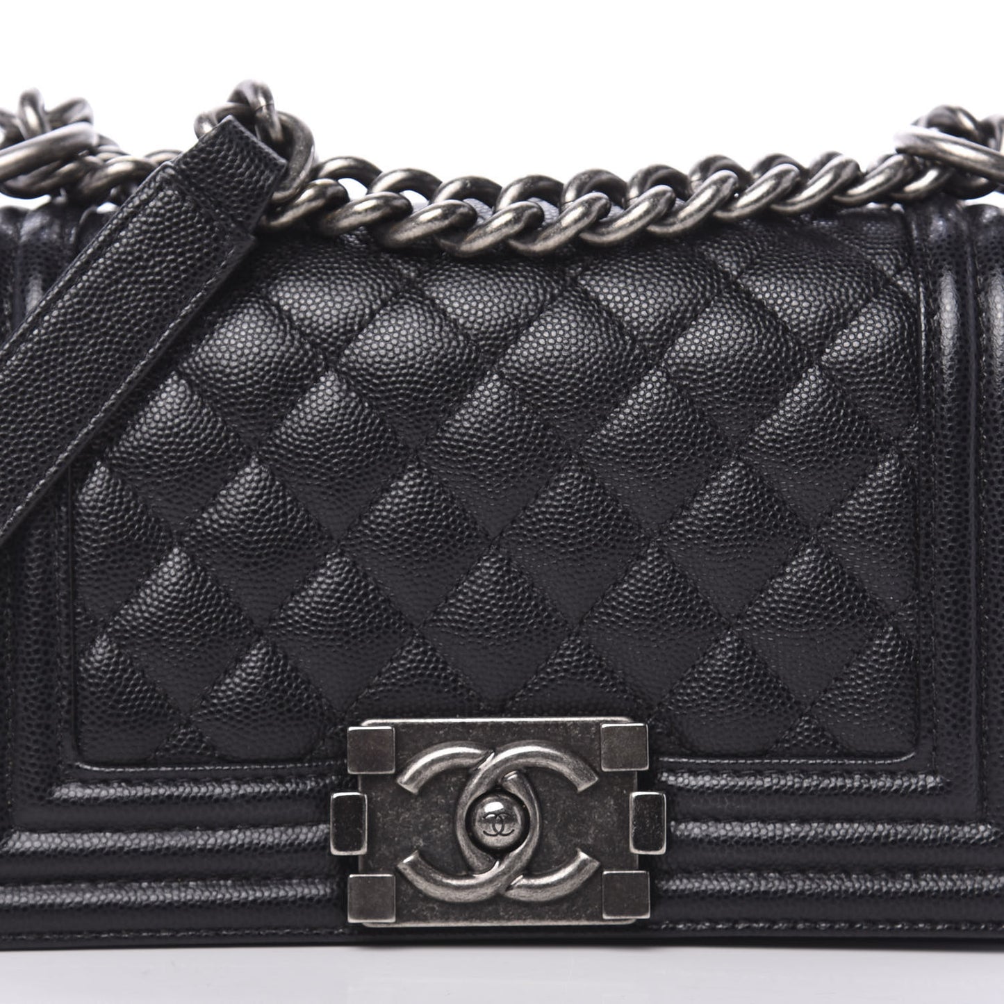 Caviar Quilted Small Boy Flap Black