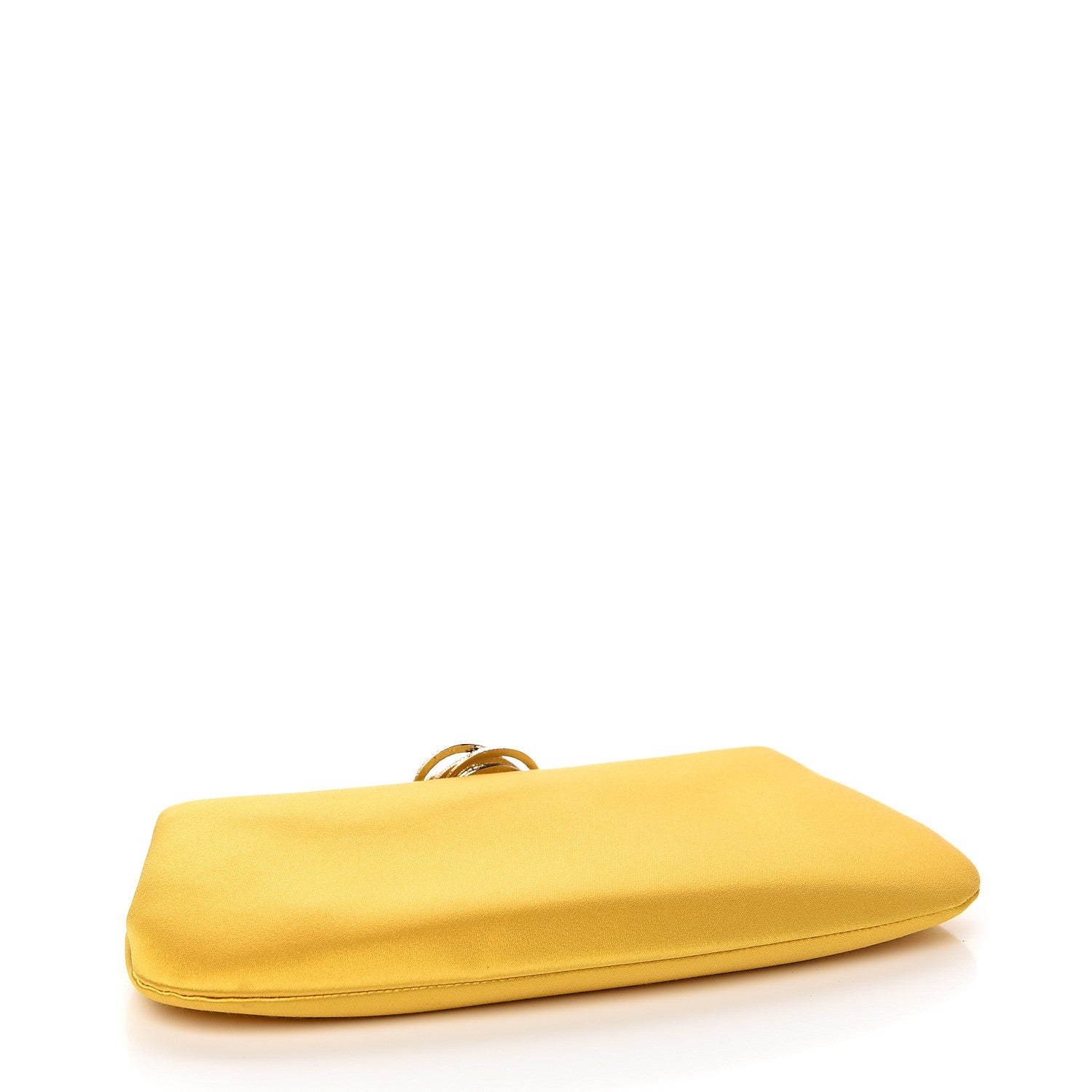Chanel Satin Crystal Camellia Evening Frame Clutch Yellow 3 of 7