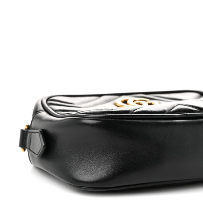 Gucci Calfskin Matelasse Mini GG Marmont Chain Shoulder Bag Black 8 of 9