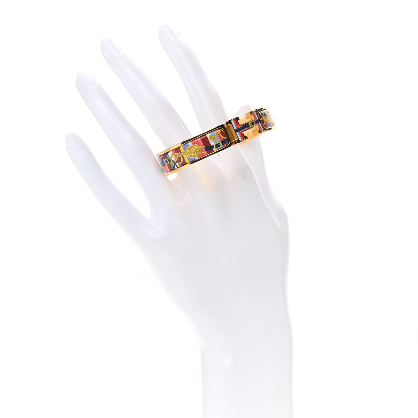 Enamel Printed Brides de Gala Bayadere Narrow Clic Clac H Bracelet PM Amazone Pop