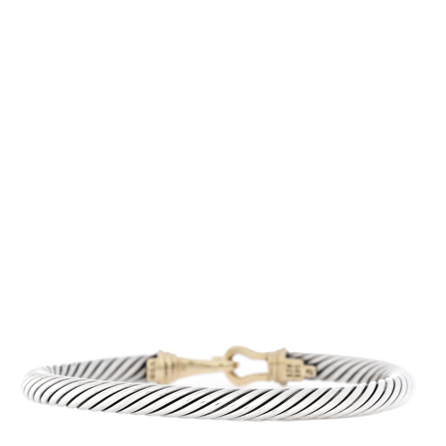 Sterling Silver 14K Yellow Gold 5mm Cable Classic Buckle Bracelet