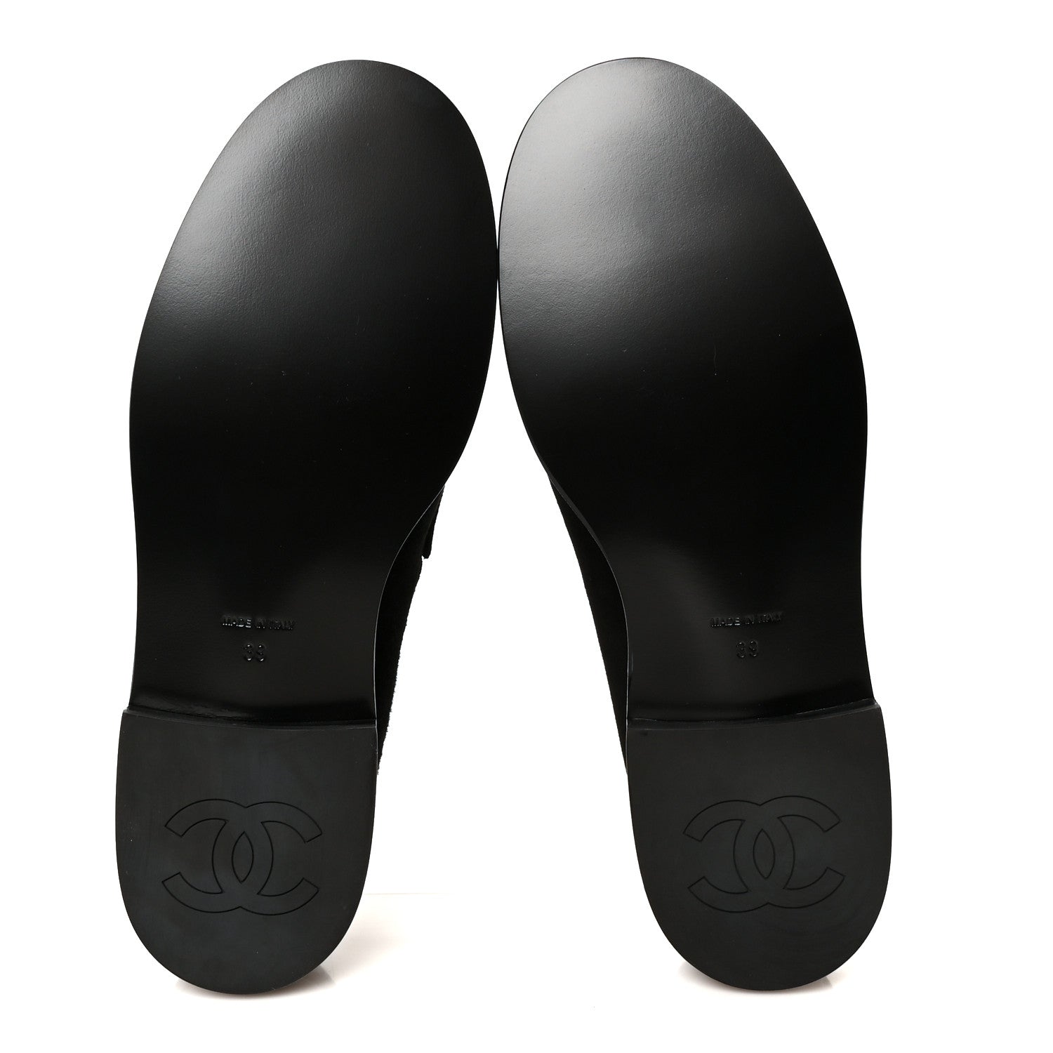 Chanel Suede Kidskin Crystal CC Loafers 38 Black 6 of 11