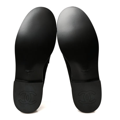 Chanel Suede Kidskin Crystal CC Loafers 38 Black 6 of 11