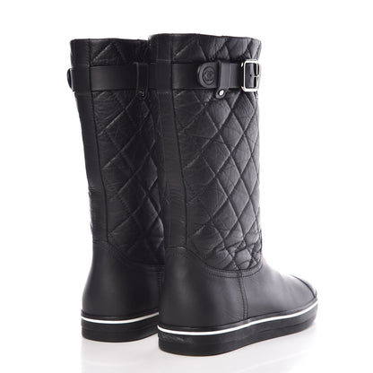 Chanel Aged Calfskin Quilted Boots 36.5 Black 4 of 9