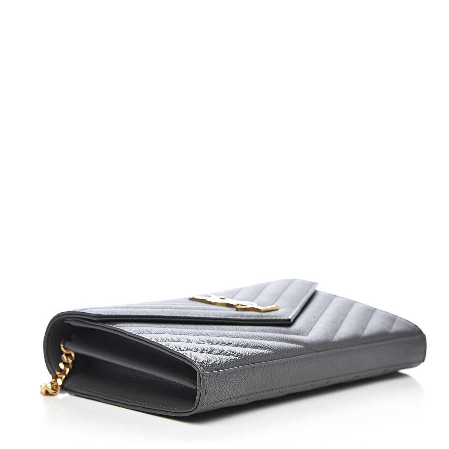 Grain De Poudre Matelasse Chevron Monogram Chain Wallet Earth