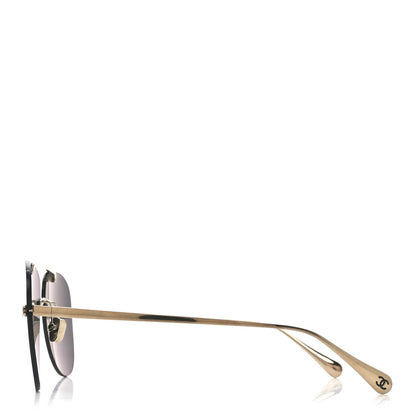 Chanel Titanium CC Pilot Aviator Sunglasses 4285-T Black Gold 3 of 7