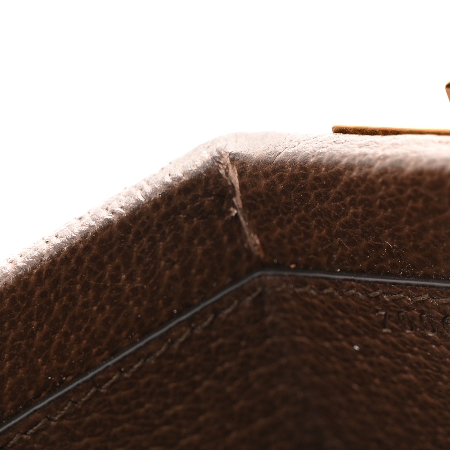 GG Supreme Monogram Textured Dollar Calfskin Studded Padlock Hexagon Top Handle Case Beige Ebony New Acero