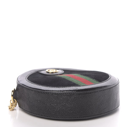 Gucci Suede Patent Web Mini Ophidia Round Shoulder Bag Black 4 of 10