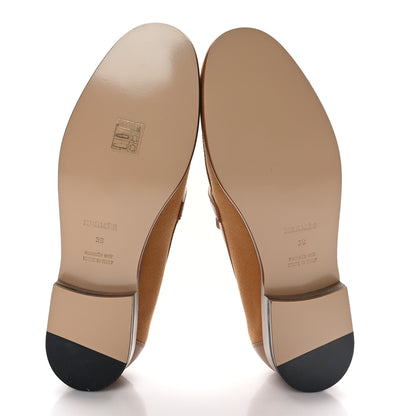 Hermes Calfskin Canvas Womens Destin Loafer 39 Naturel Beige Dore 5 of 9