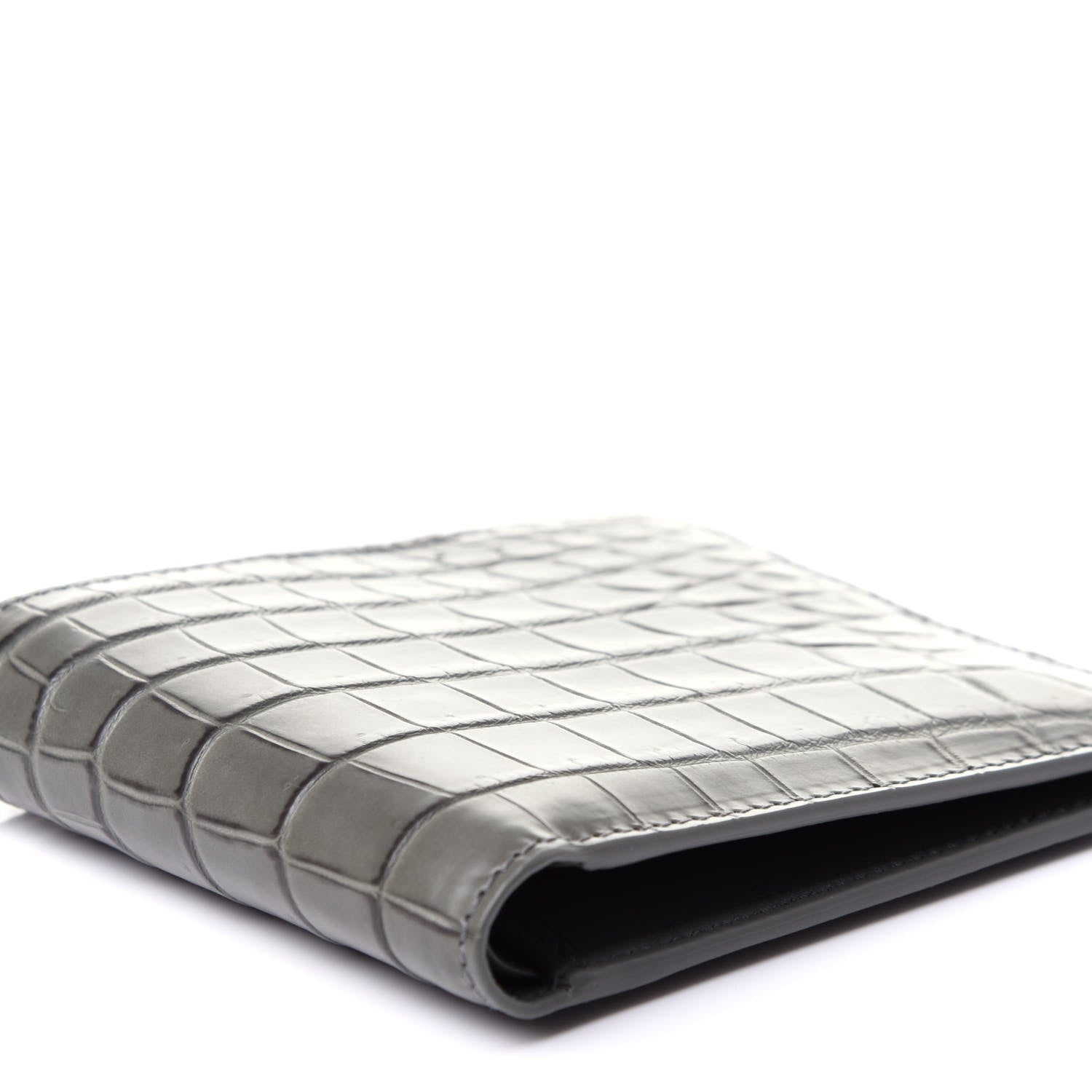 Bottega Veneta Crocodile Bi-Fold Wallet Grey 6 of 10