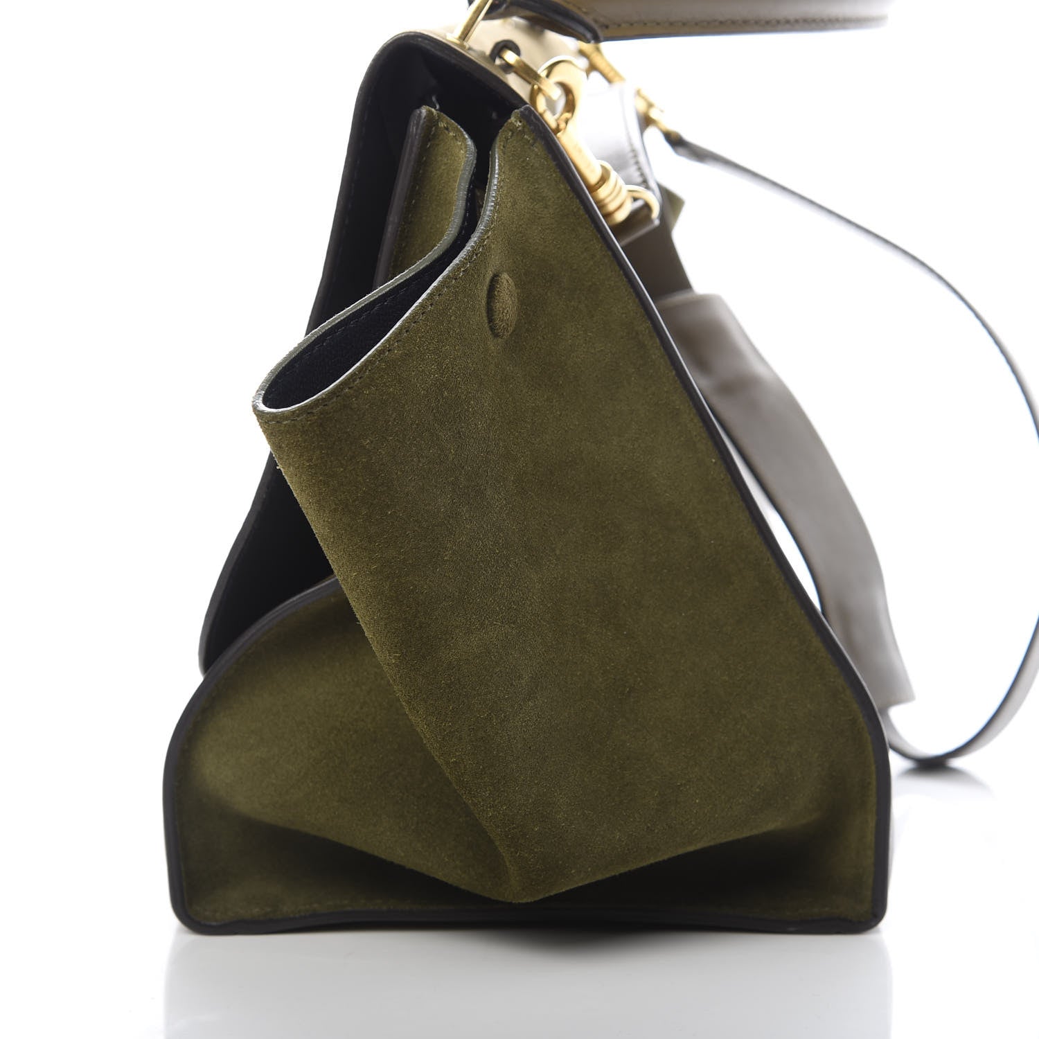 Celine Nubuck Crocodile Embossed Medium Trapeze Olive 10 of 13