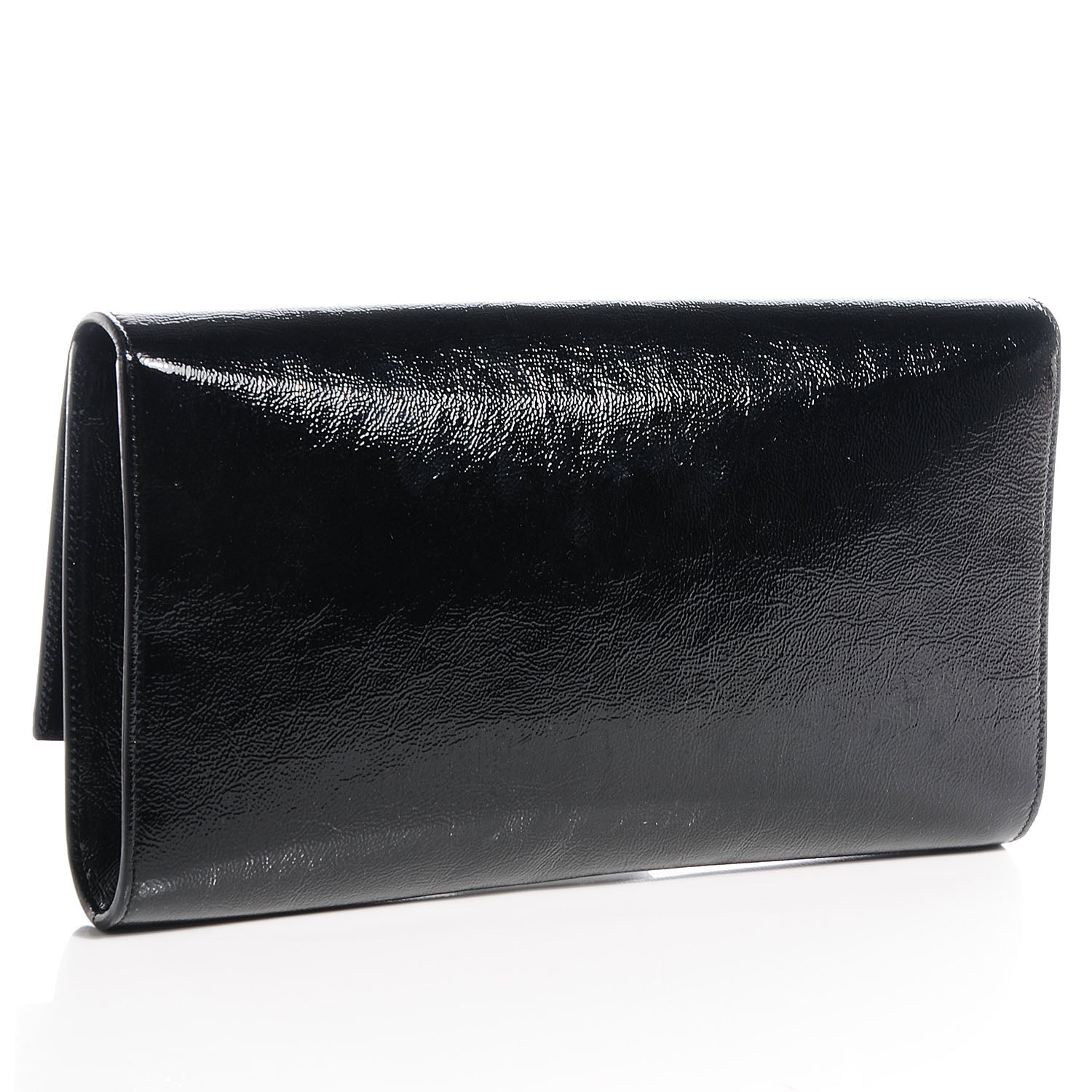 Saint Laurent Textured Patent Monogram Large Belle De Jour Clutch Black 3 of 8