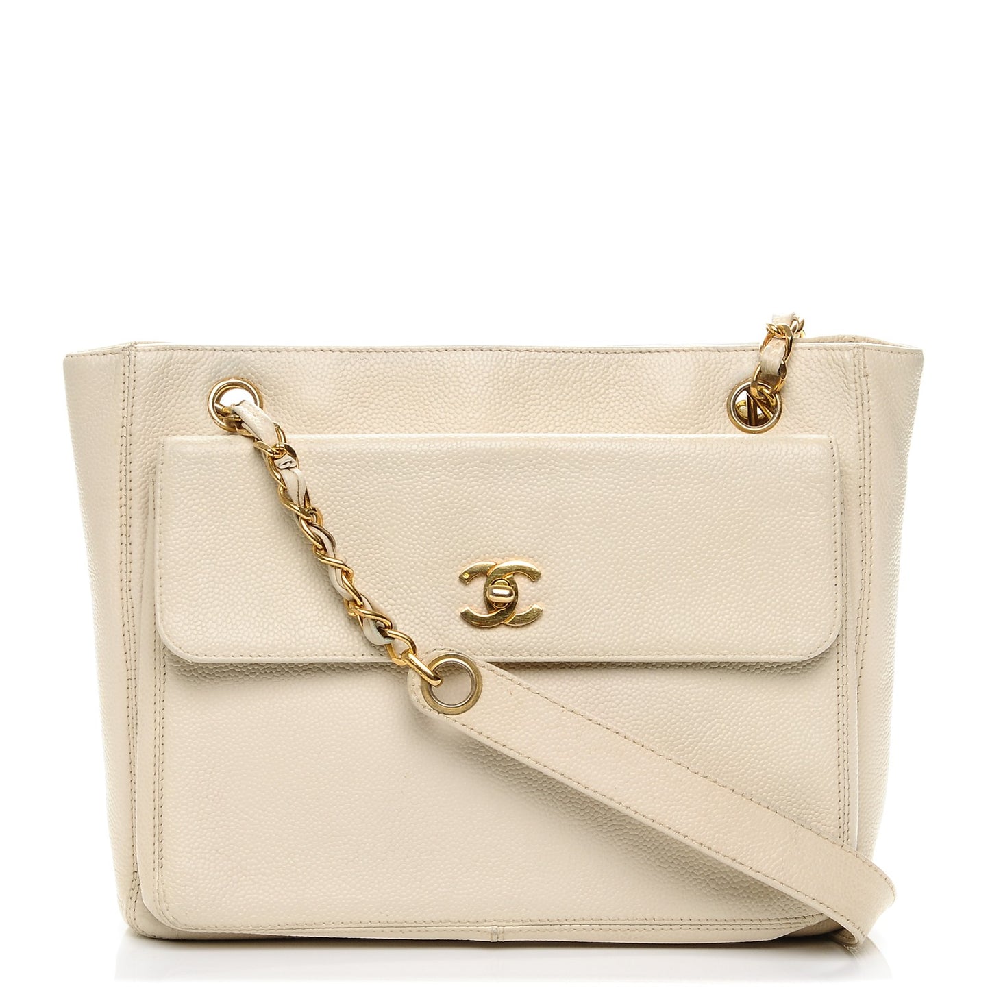 Caviar Shoulder Bag Light Beige