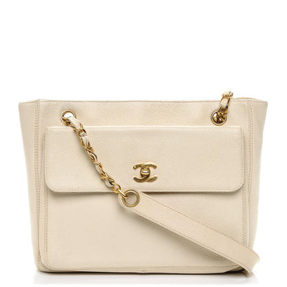 Chanel Caviar Shoulder Bag Light Beige 1 of 8