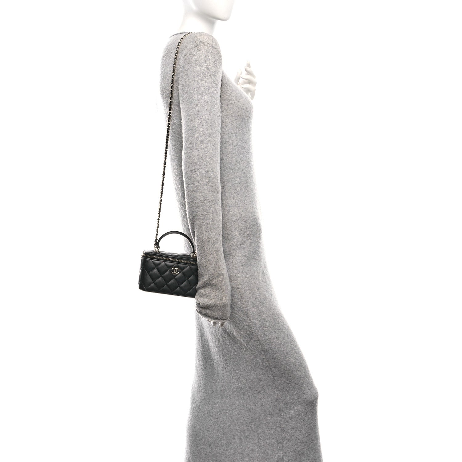 Chanel Lambskin Quilted Small Top Handle Vanity Case With Chain Black 2 of 11