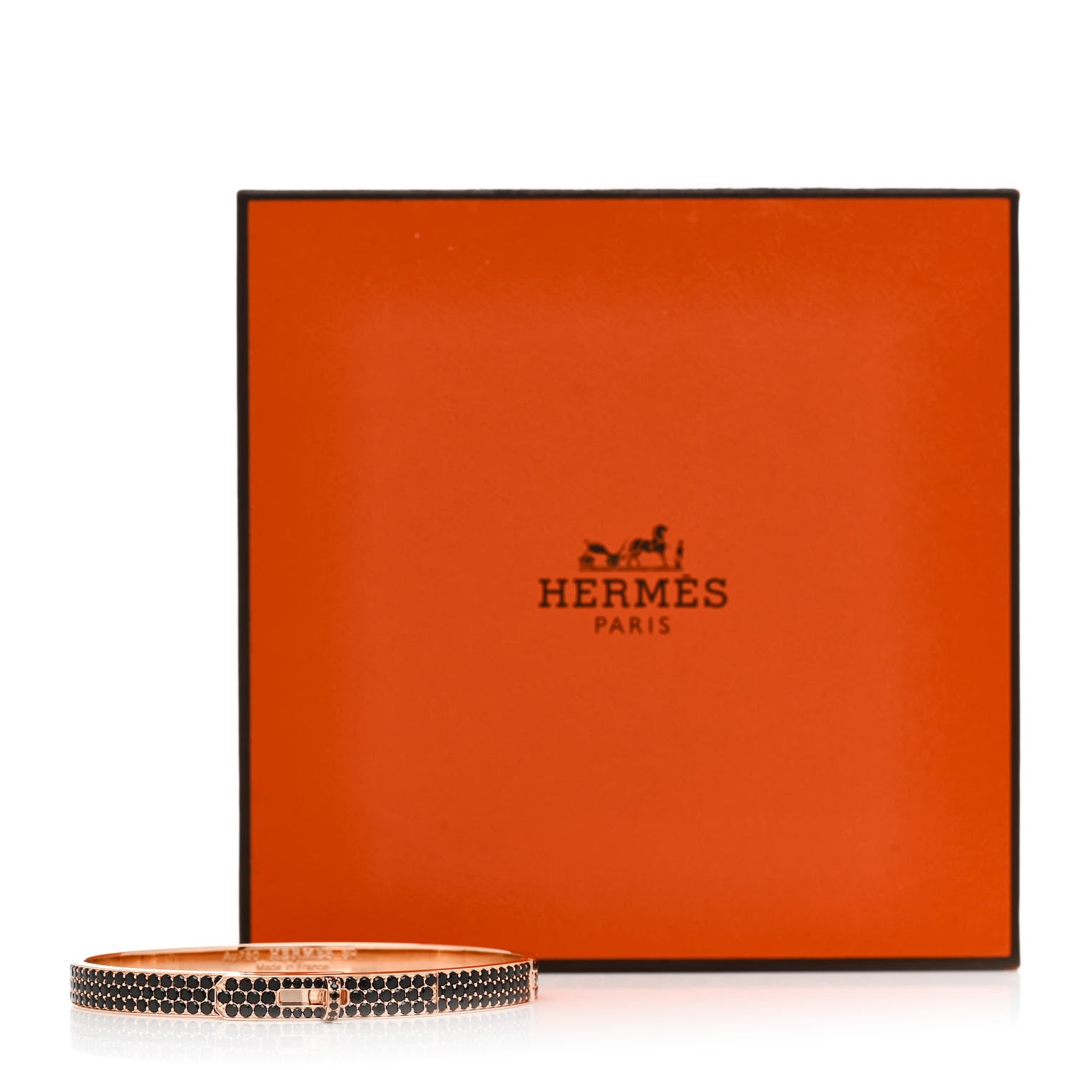 Hermes 18K Rose Gold Black Spinel PM Kelly Pave Bracelet SH 4 of 4